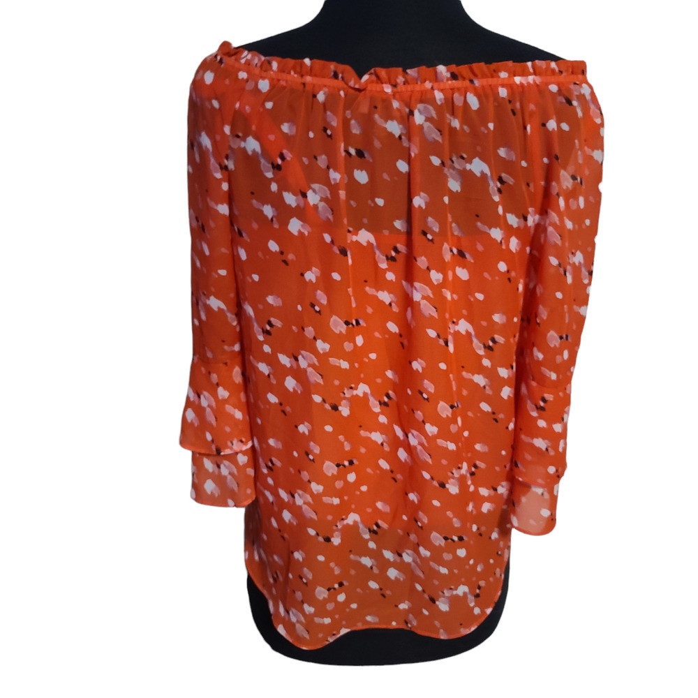 AGB Women's Off The Shoulder Tie-Front Top Shirt sz S - Picture 3 of 9